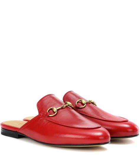 red gucci princetown slides|Gucci leather slippers.